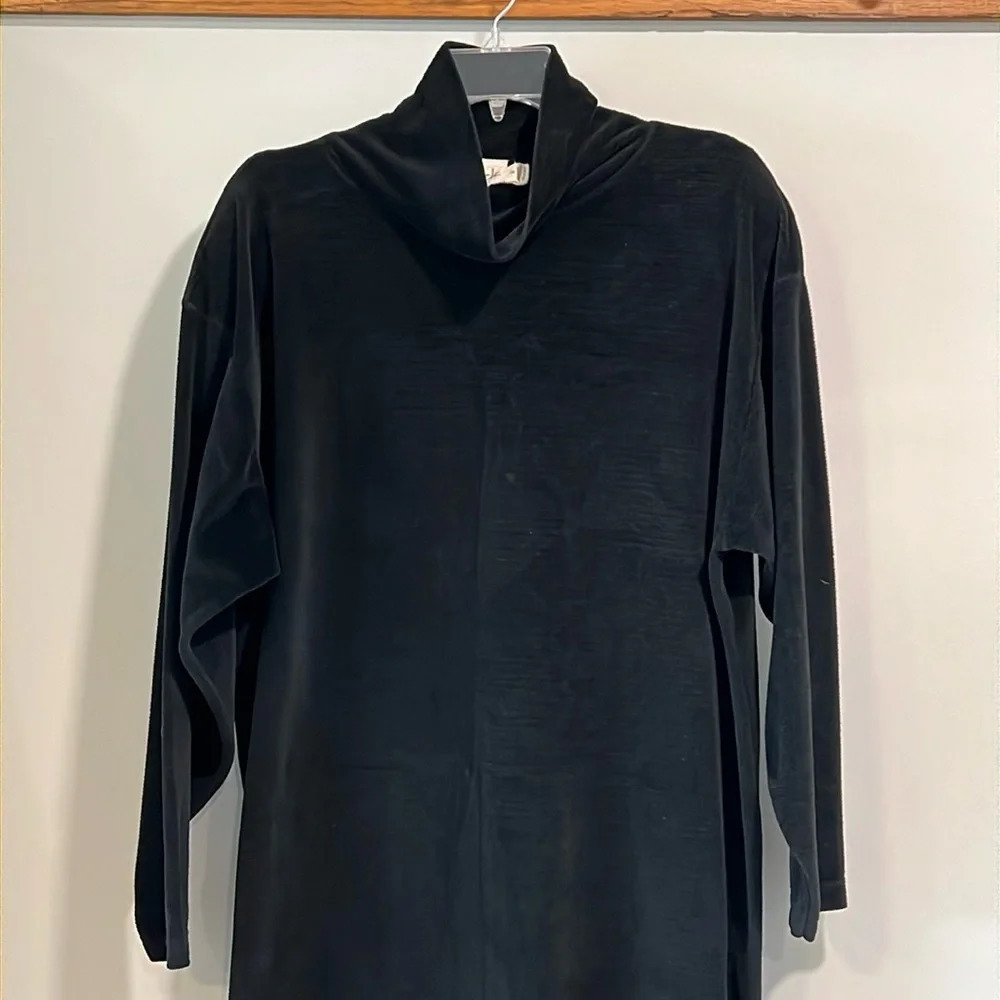 Vintage‎ - ZACK, black heavy cotton, cowl neck, dress, m